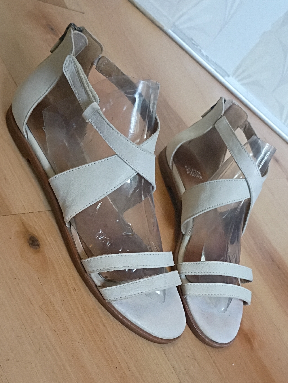 Eileen Fisher White Cris Cross Sandals